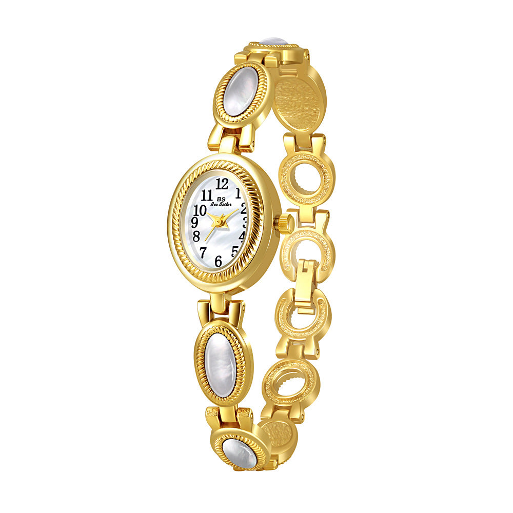 Oval Dial Gemstone Link Bracelet Watch