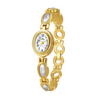 Oval Dial Gemstone Link Bracelet Watch