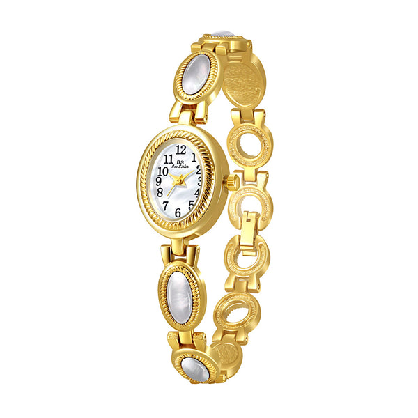 Oval Dial Gemstone Link Bracelet Watch