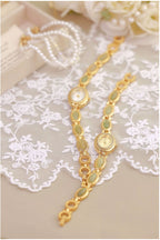 Oval Dial Green Gemstone Link Bracelet Watch
