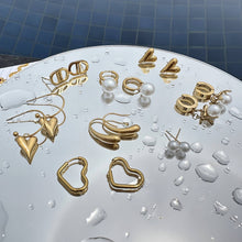 Classic Gold Hoop Pearl Drop Earrings