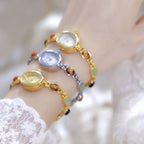 Sophisticated Oval Dial Stone Quartz Watch