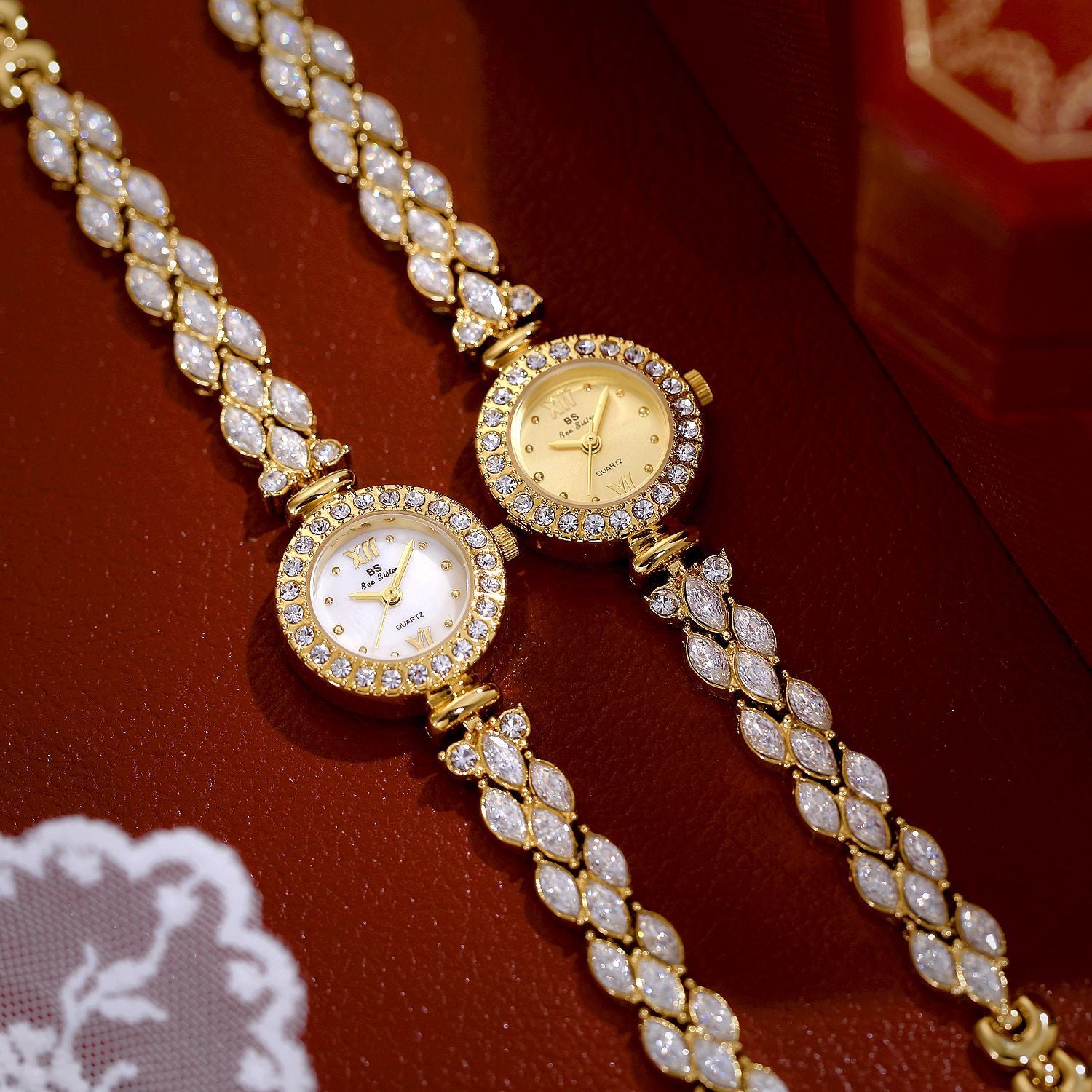Luxury Quartz Watch with Crystal Embellishments