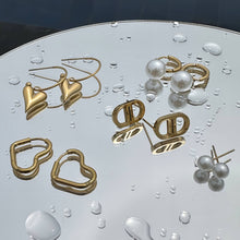 Classic Gold Hoop Pearl Drop Earrings