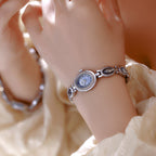 Oval Dial Gemstone Link Bracelet Watch