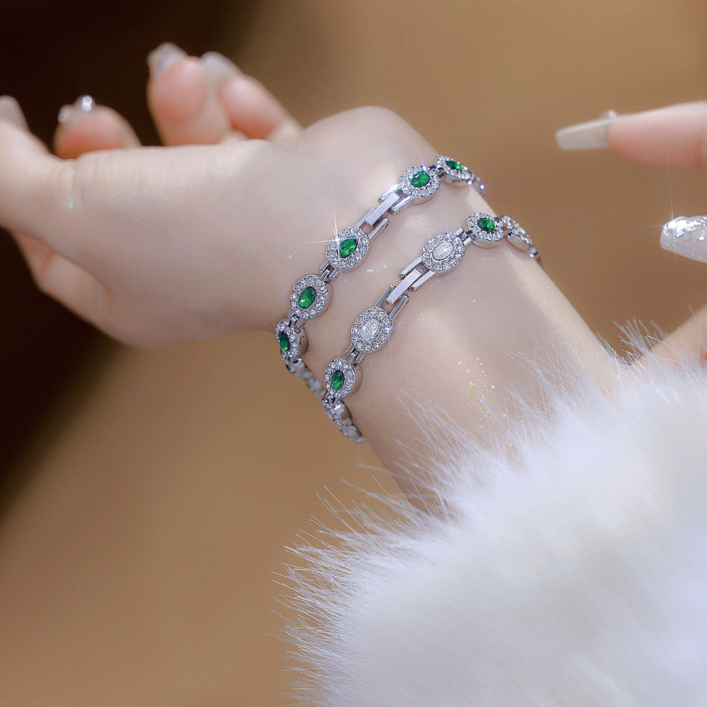 Oval Gemstone Crystal Link Bracelet Watch