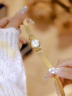 Oval Dial Diamond Accented Link Bracelet Watch