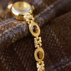 Oval Dial Gemstone Link Bracelet Watch