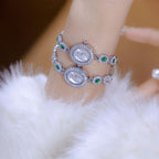 Oval Gemstone Crystal Link Bracelet Watch