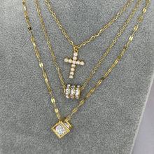 Geometric Crystal Cube Necklace in Gold