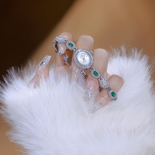 Oval Gemstone Crystal Link Bracelet Watch