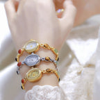 Sophisticated Oval Dial Stone Quartz Watch