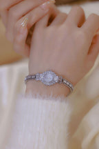 Crystal Flower Dial Link Bracelet Watch