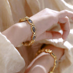 Oval Dial Gemstone Link Bracelet Watch