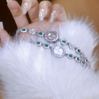 Oval Gemstone Crystal Link Bracelet Watch