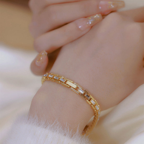 Crystal Flower Dial Link Bracelet Watch