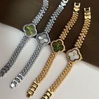 Clover Dial Crystal Bezel Bracelet Watch