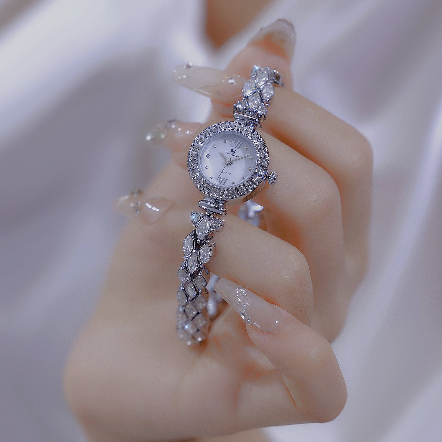 Luxury Quartz Watch with Crystal Embellishments
