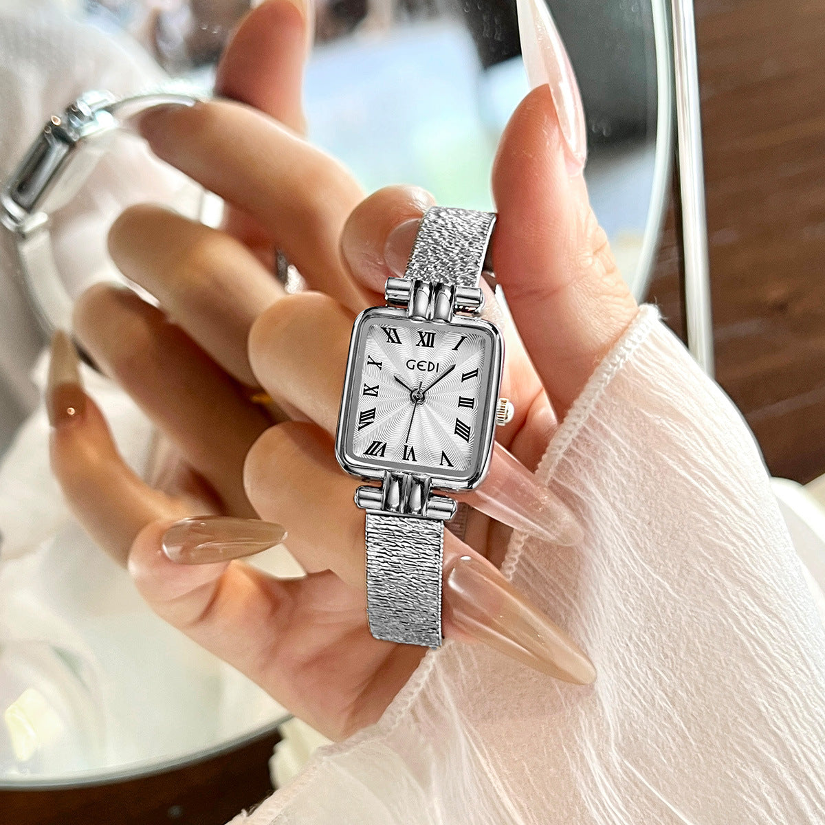 Square Roman Pattern Dial Bracelet Watch