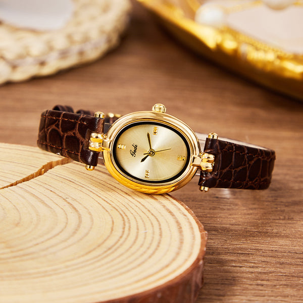 Oval Minimal Dial Classic Strap Watch