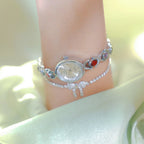 Oval Dial Multi-Gemstone Link Watch