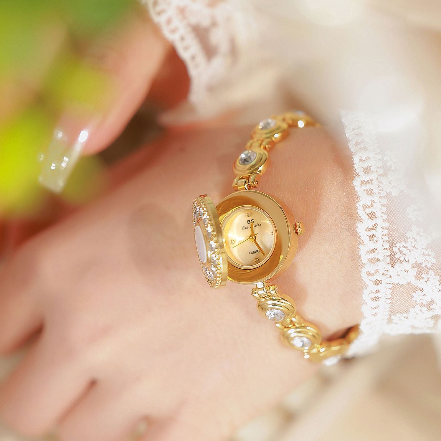 Crystal Accented Dial Link Bracelet Watch