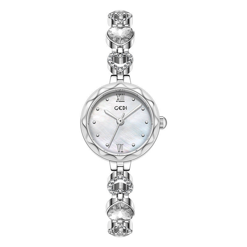 Fluted Bezel Crystal Link Bracelet Watch