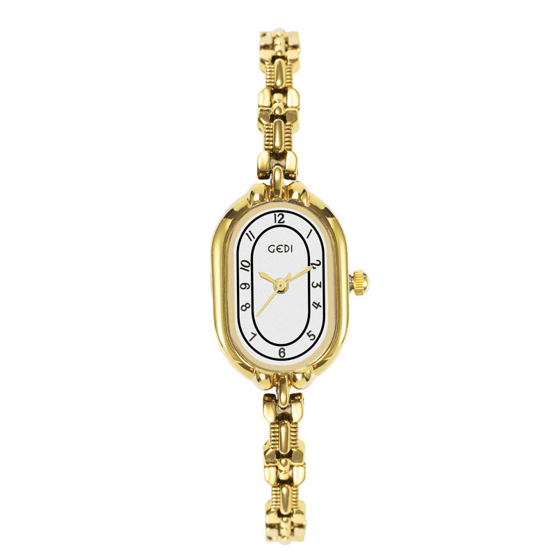 Oval Numeric Dial Link Bracelet Watch