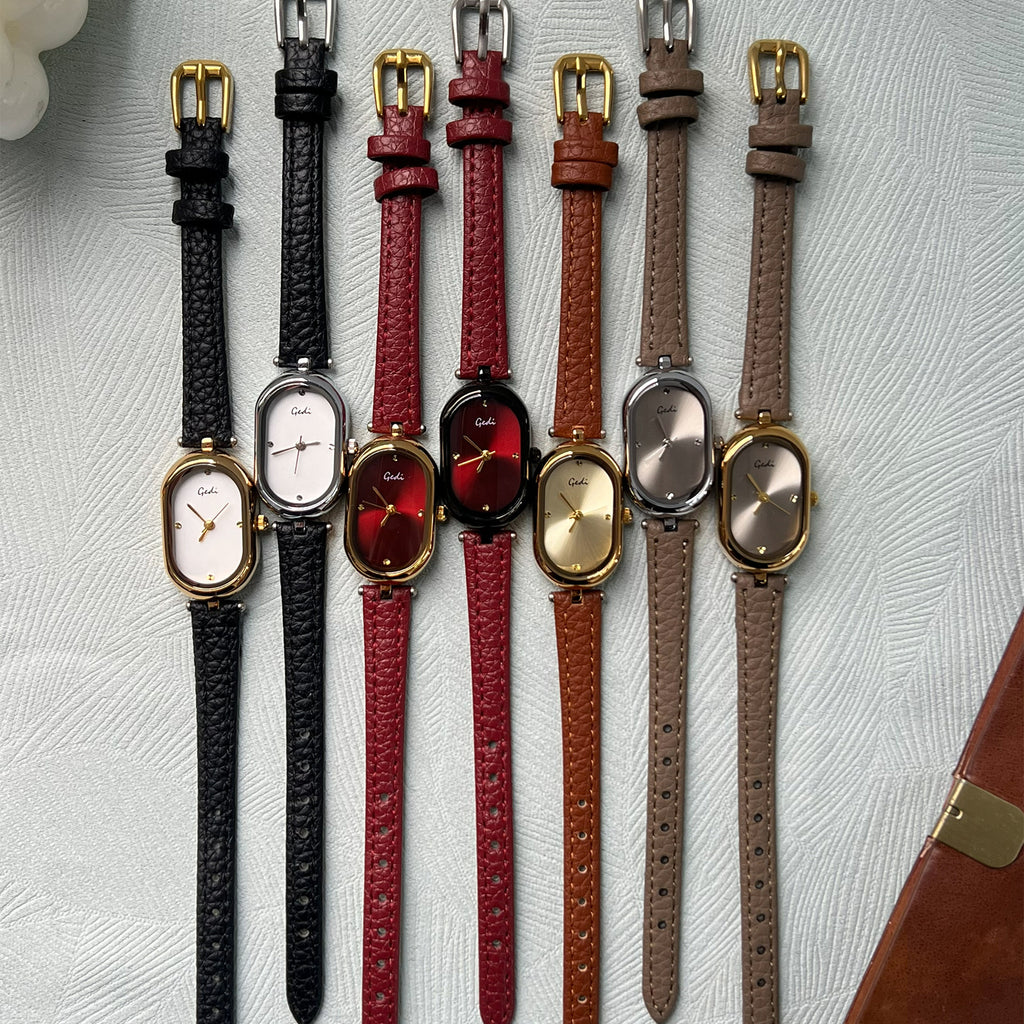 Oval Minimal Dial Slim Strap Watch