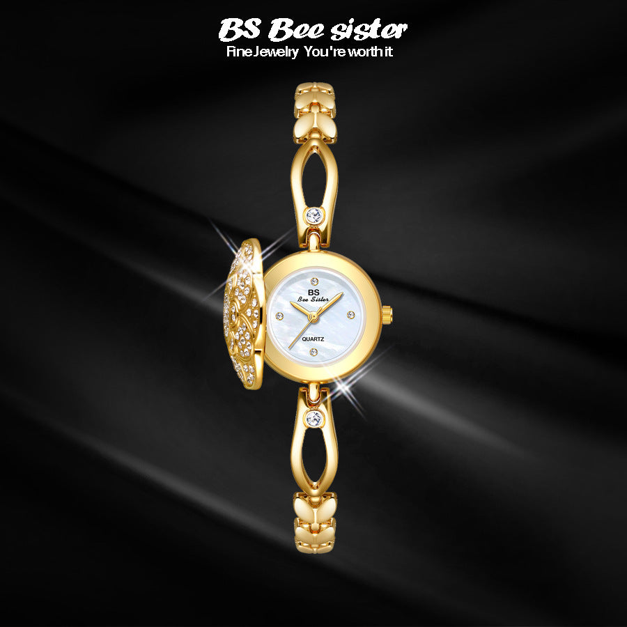 Floral Crystal Dial Link Watch