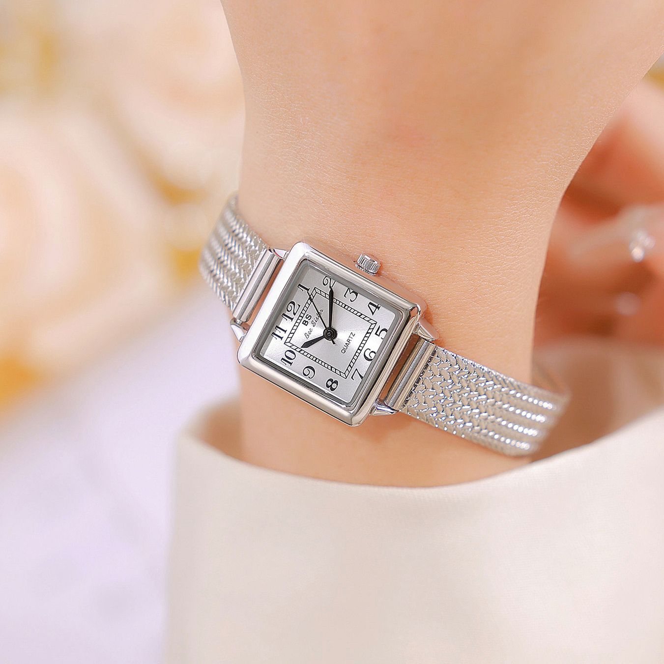 The Square Dial Mesh Bracelet Watch