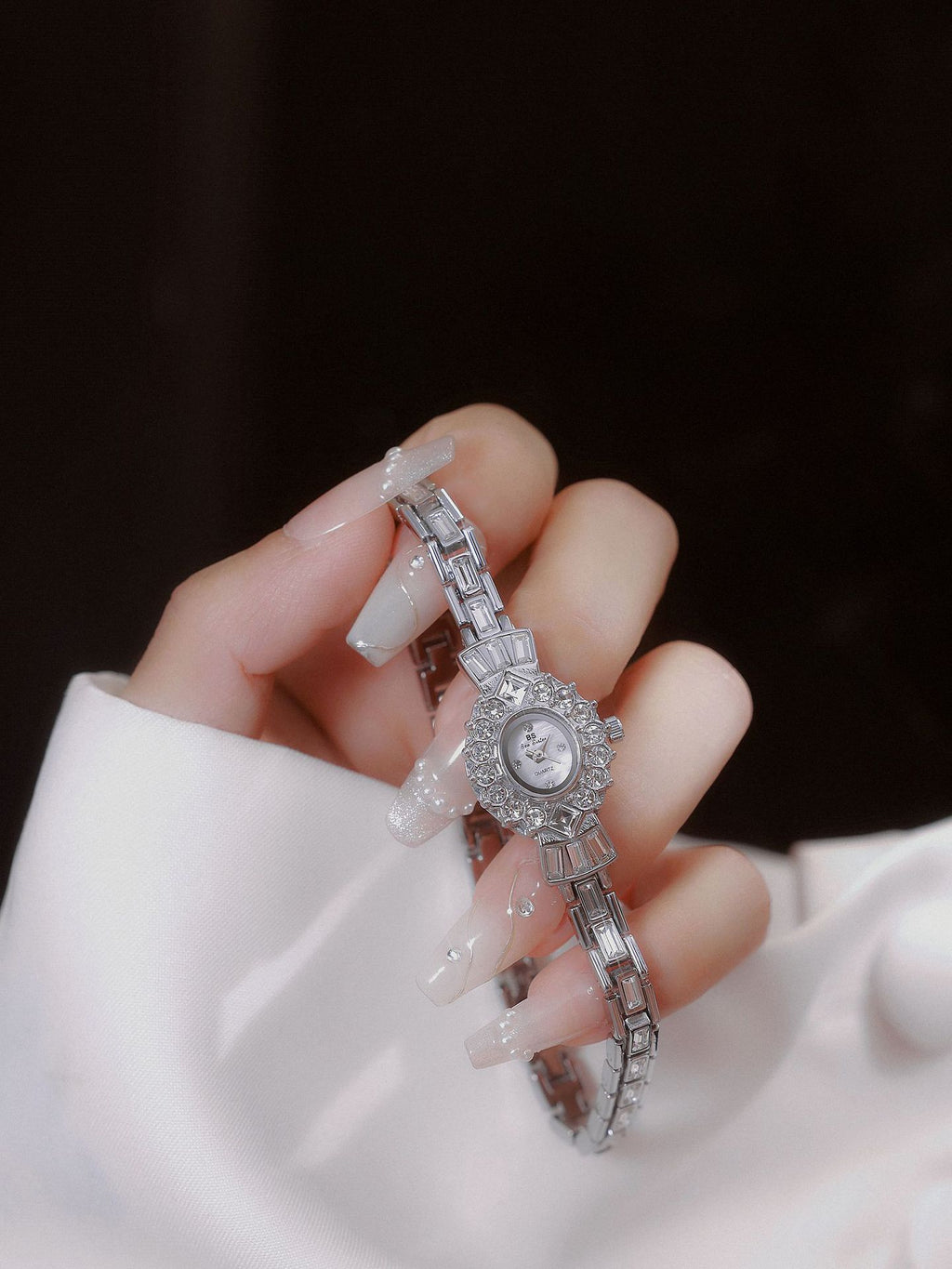 Crystal Flower Dial Link Bracelet Watch