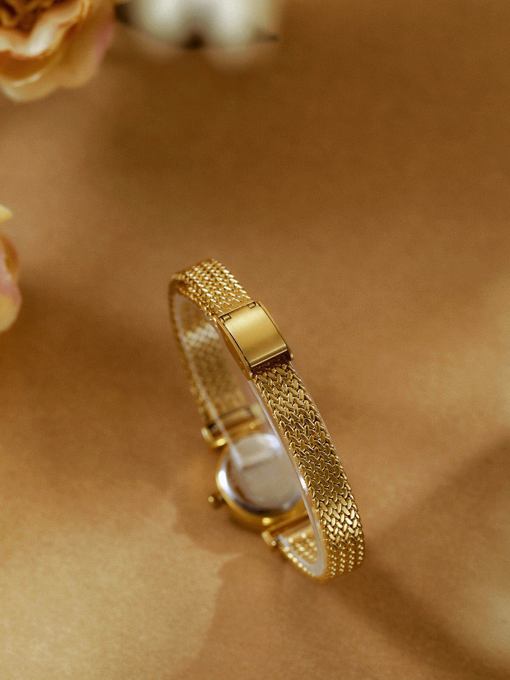 Oval Dial Diamond Accented Link Bracelet Watch