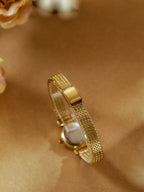 Oval Dial Diamond Accented Link Bracelet Watch