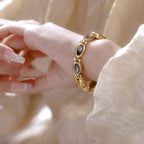 Oval Dial Gemstone Link Bracelet Watch