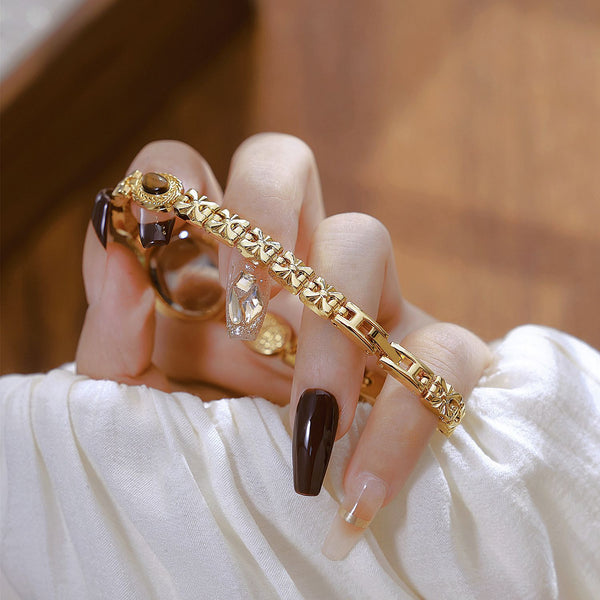 Oval Dial Gemstone Link Bracelet Watch