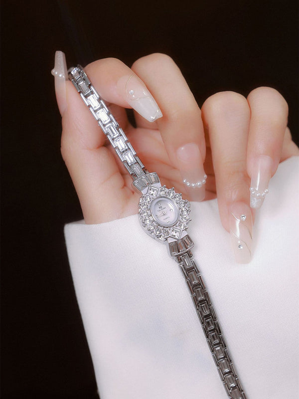 Crystal Flower Dial Link Bracelet Watch