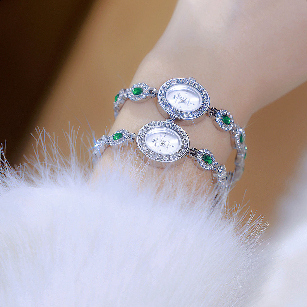 Oval Gemstone Crystal Link Bracelet Watch