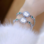 Oval Gemstone Crystal Link Bracelet Watch