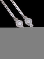 Crystal Flower Dial Link Bracelet Watch