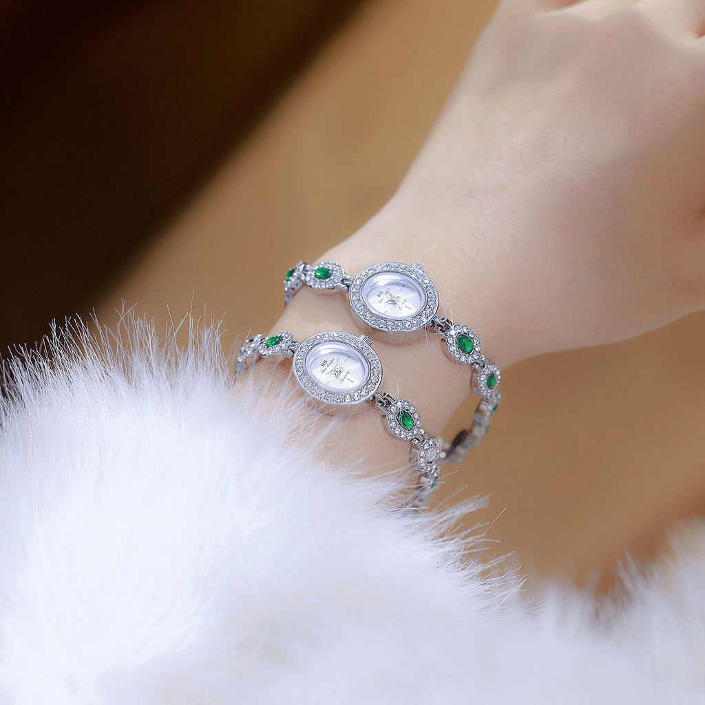Oval Gemstone Crystal Link Bracelet Watch