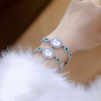 Oval Gemstone Crystal Link Bracelet Watch