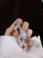 Crystal Flower Dial Link Bracelet Watch