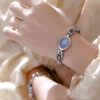 Oval Dial Gemstone Link Bracelet Watch