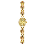 Oval Dial Green Gemstone Link Bracelet Watch