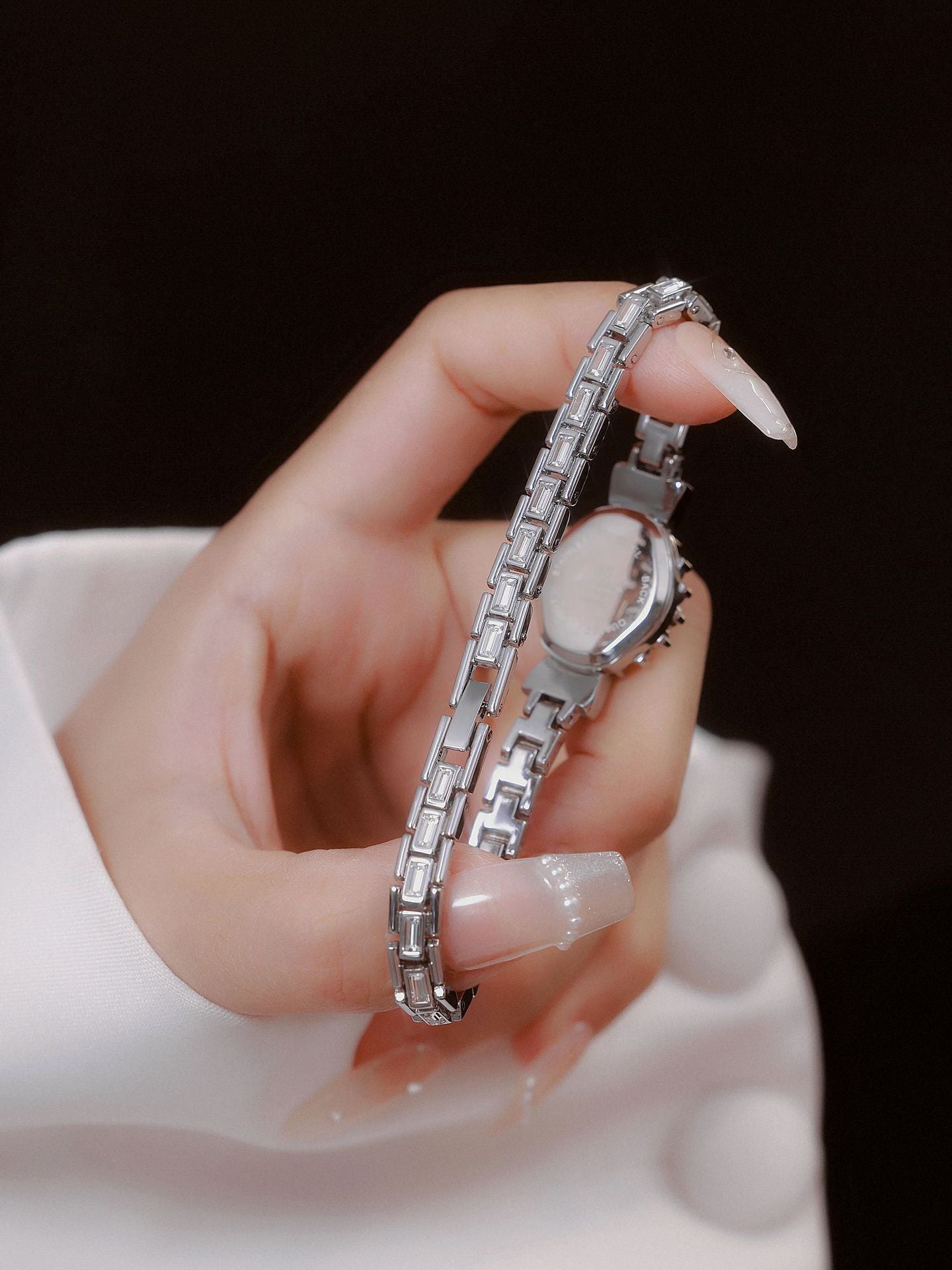 Crystal Flower Dial Link Bracelet Watch