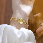 Oval Dial Gemstone Link Bracelet Watch