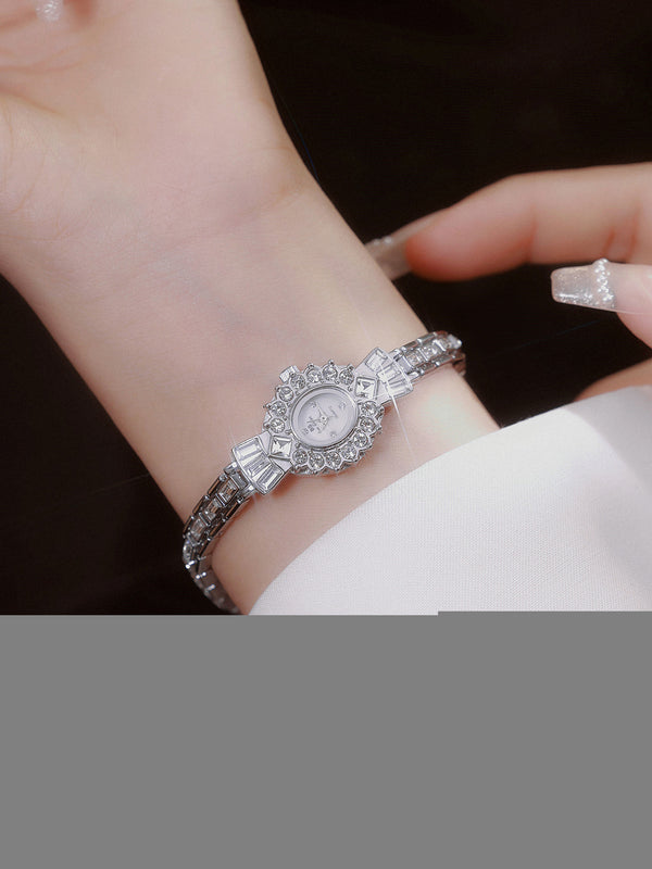 Crystal Flower Dial Link Bracelet Watch