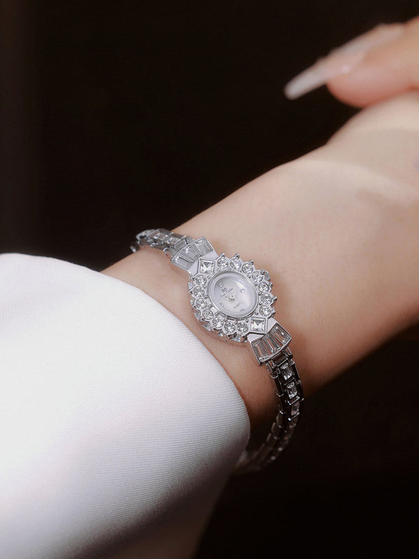 Crystal Flower Dial Link Bracelet Watch