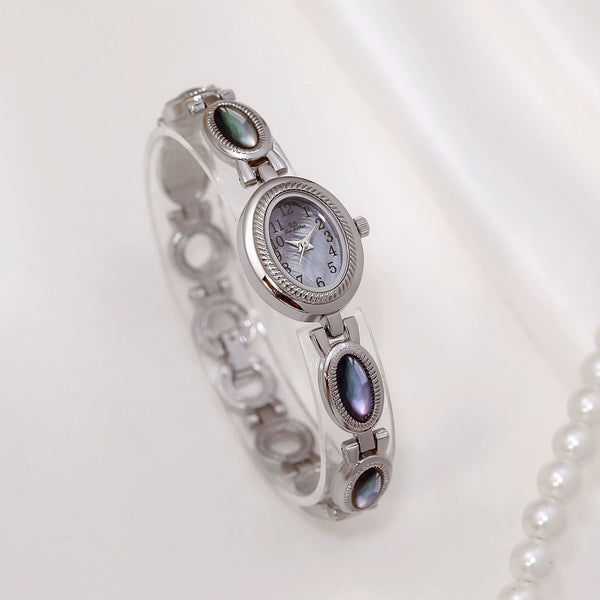 Oval Dial Gemstone Link Bracelet Watch
